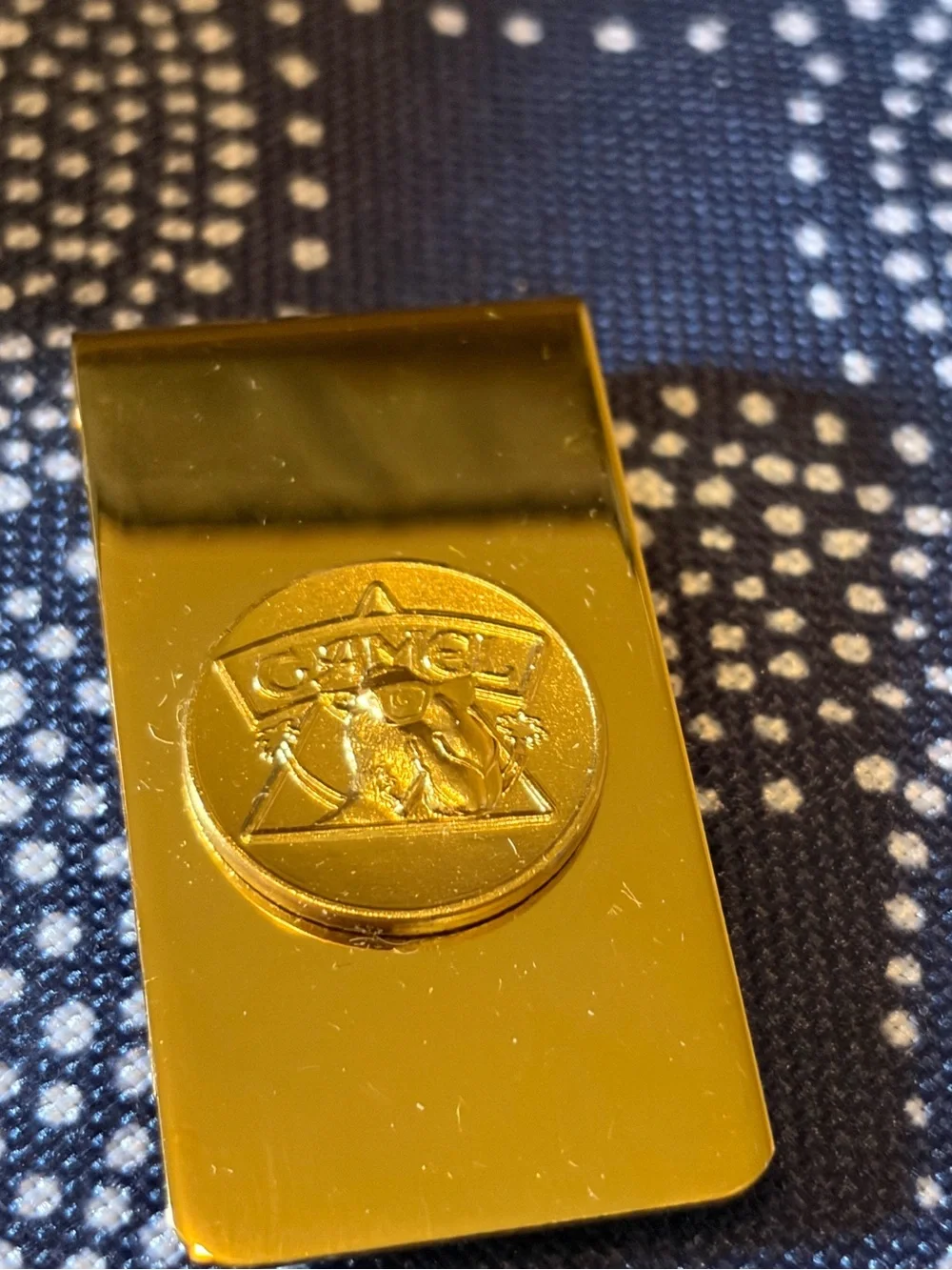 Vintage Gold Tone Money Clip with Camel Logo